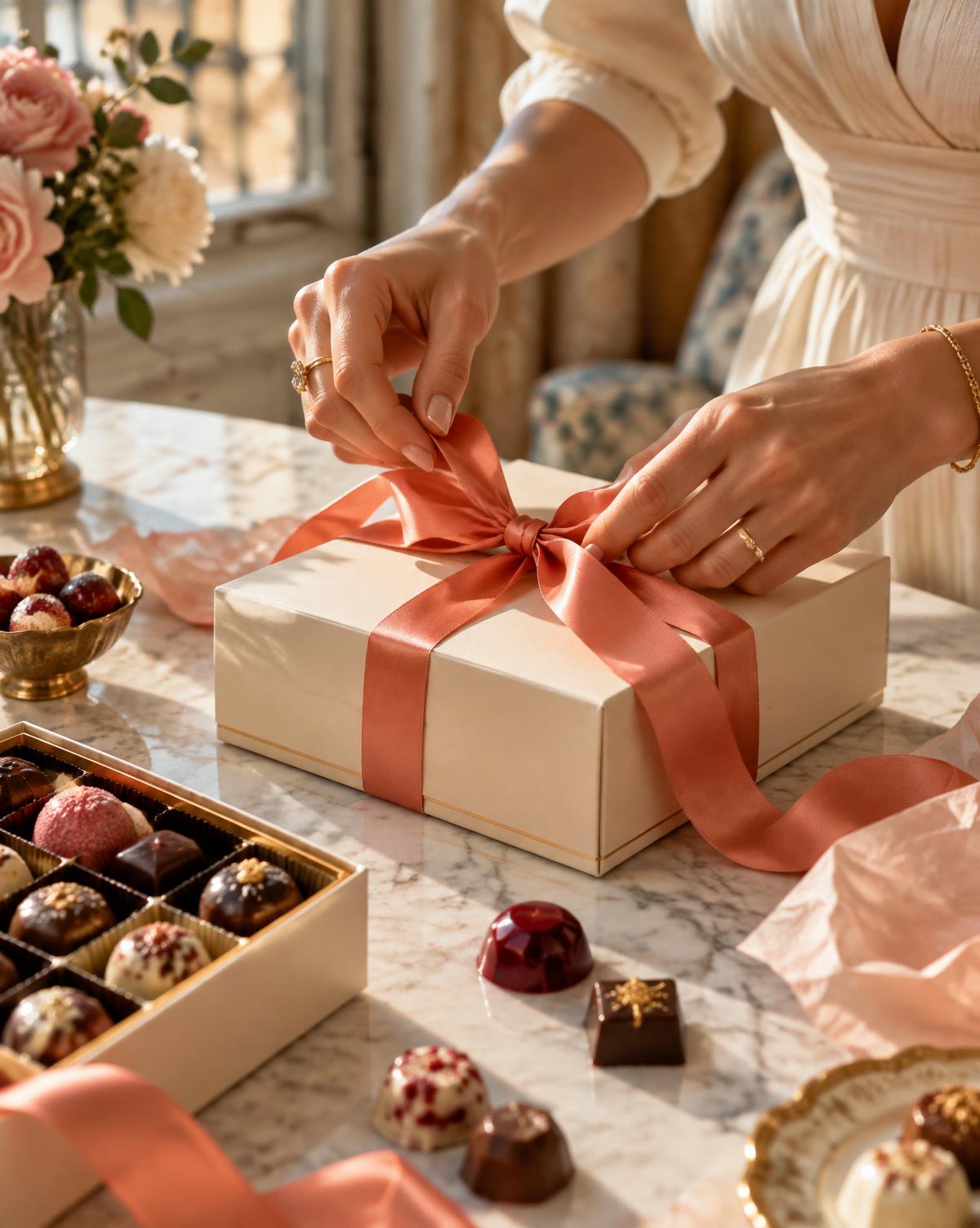A gift being wrapped by hand